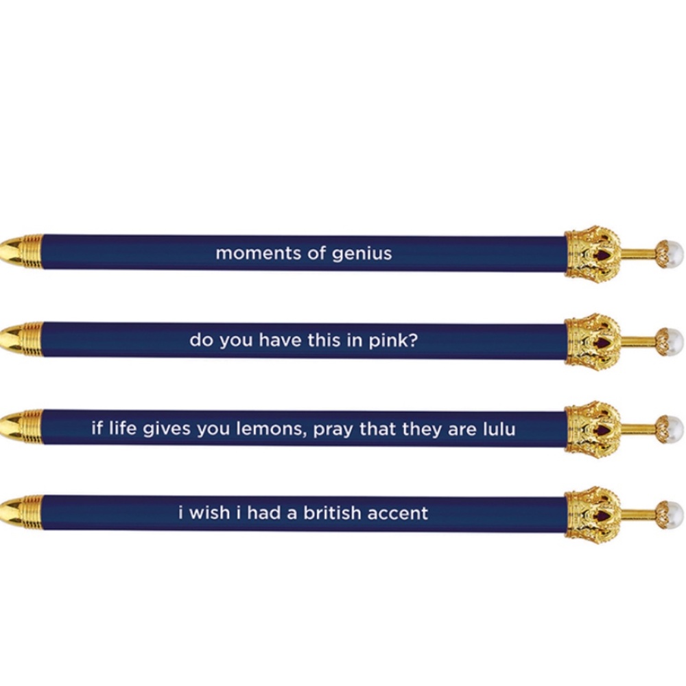 12 NWT Santa Barbara Design Studio Pearl Crown Pens in Navy Blue